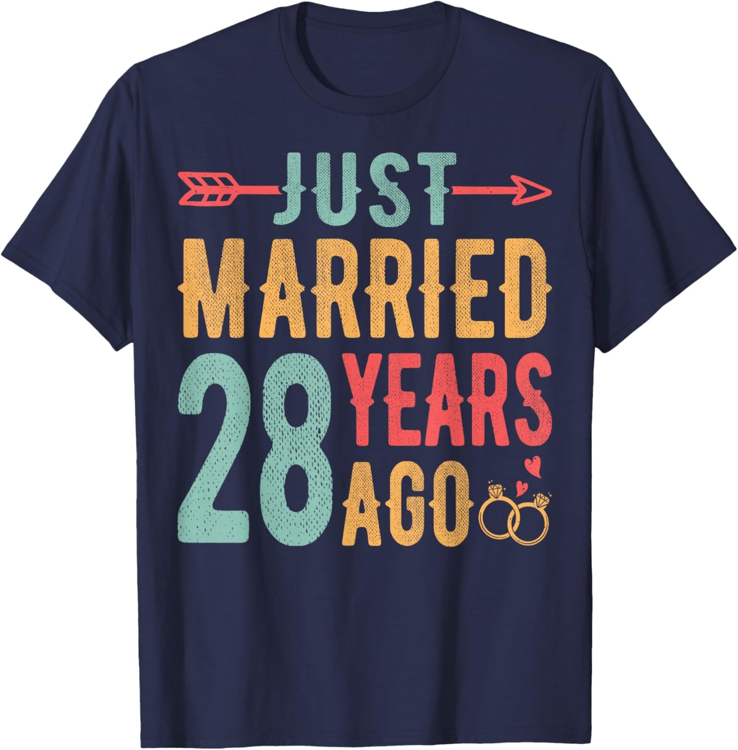 Just Married 28 Years Ago - 28th Wedding Anniversary Couple T-Shirt - T-Shirt | Navy