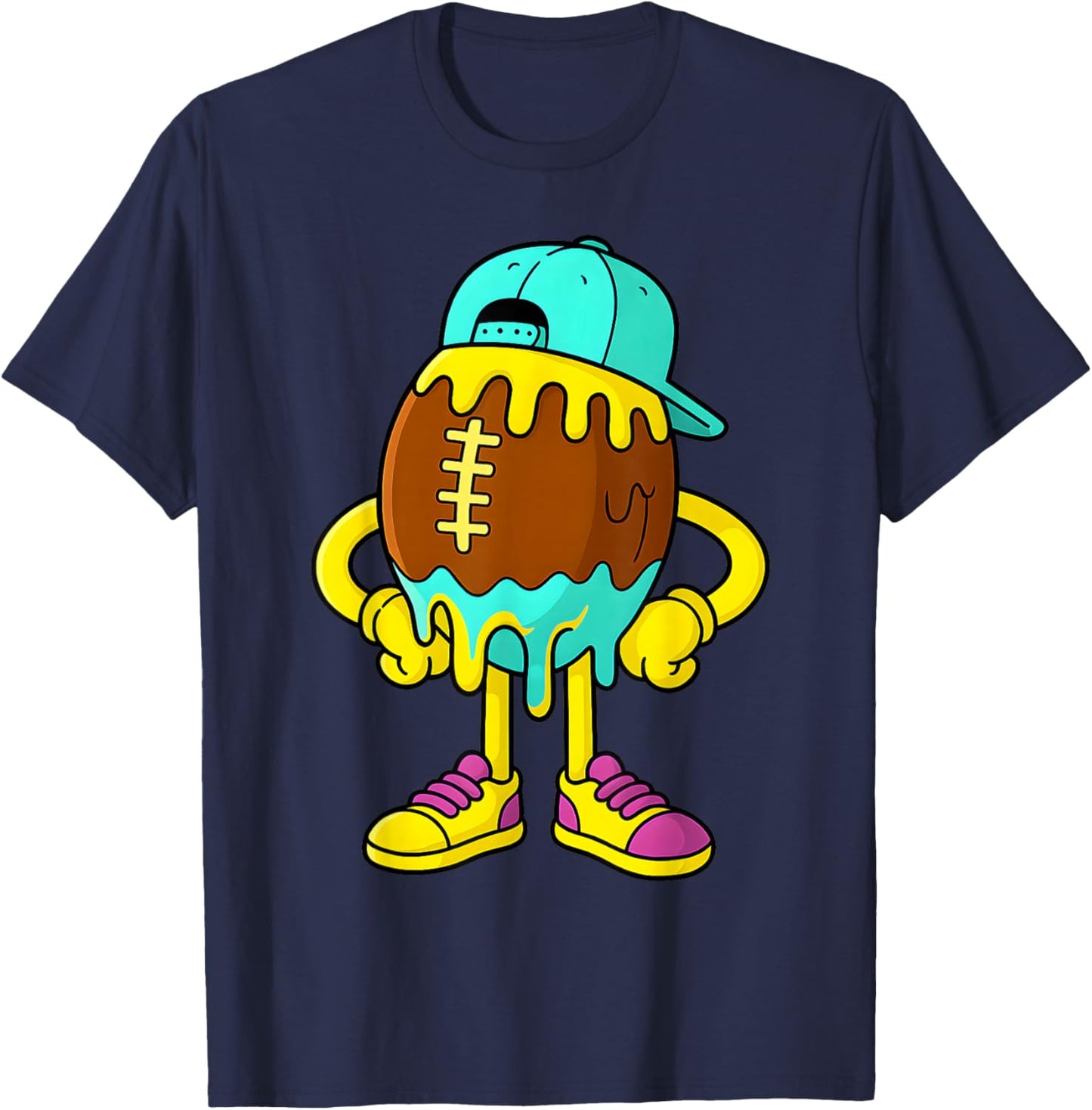 Football Drip Boys Football Ice Cream Drip Character T-Shirt - T-Shirt | Navy