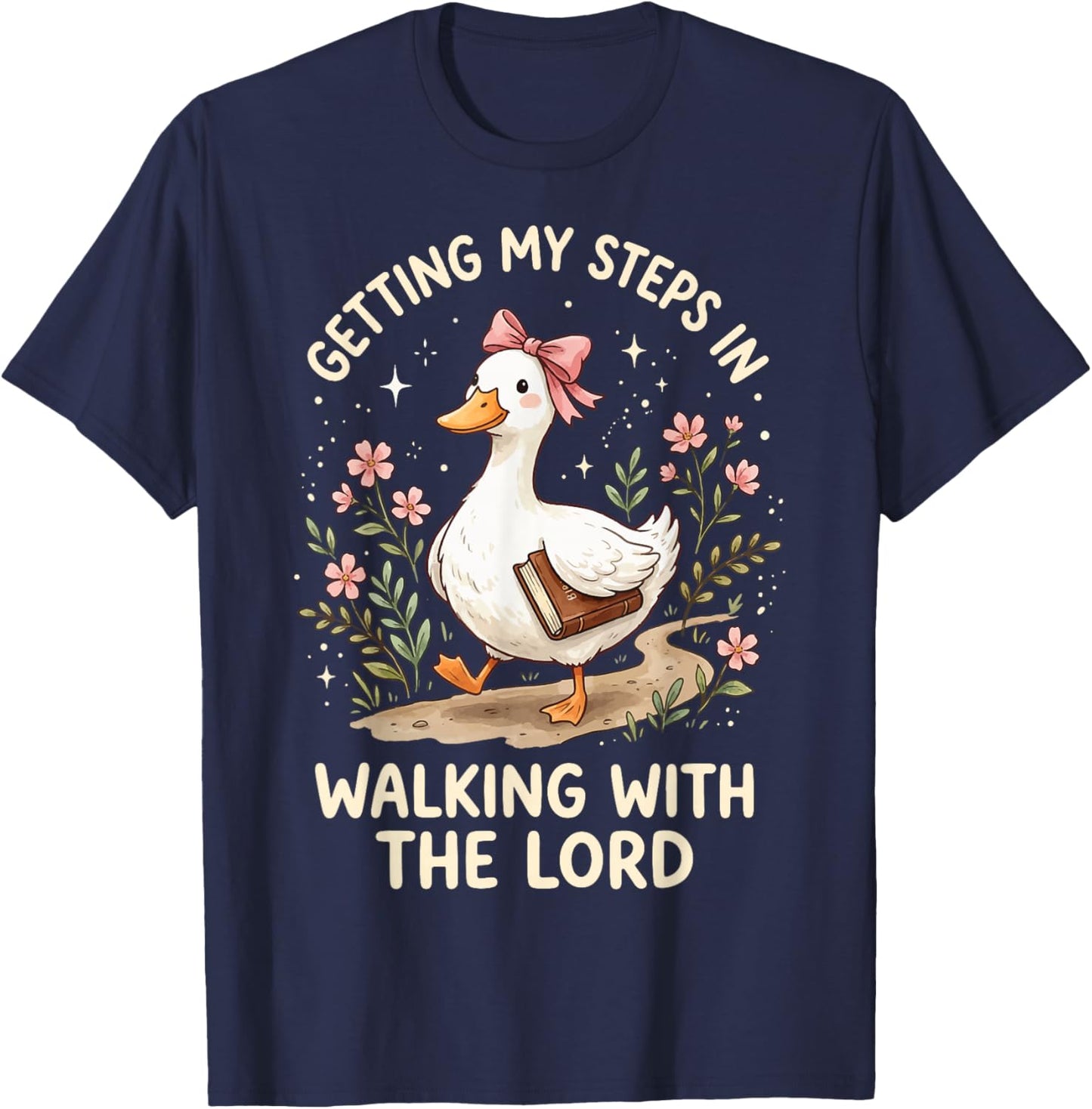 Getting My Steps in Walking with The Lord T-Shirt - T-Shirt | Navy