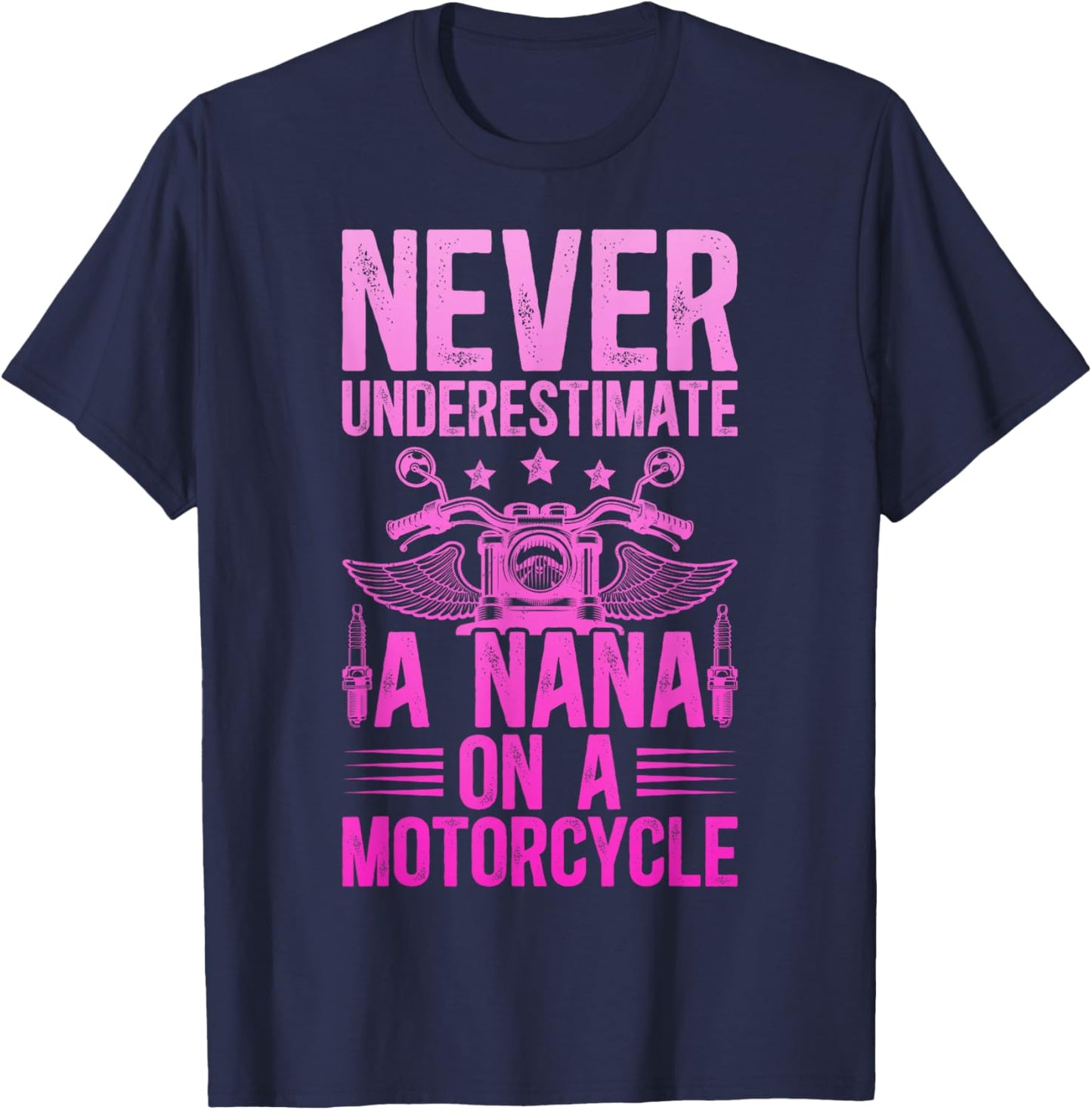 Nana On A Motorcycle Rider Nana Grandma Biker Nana T-Shirt - T-Shirt | Navy