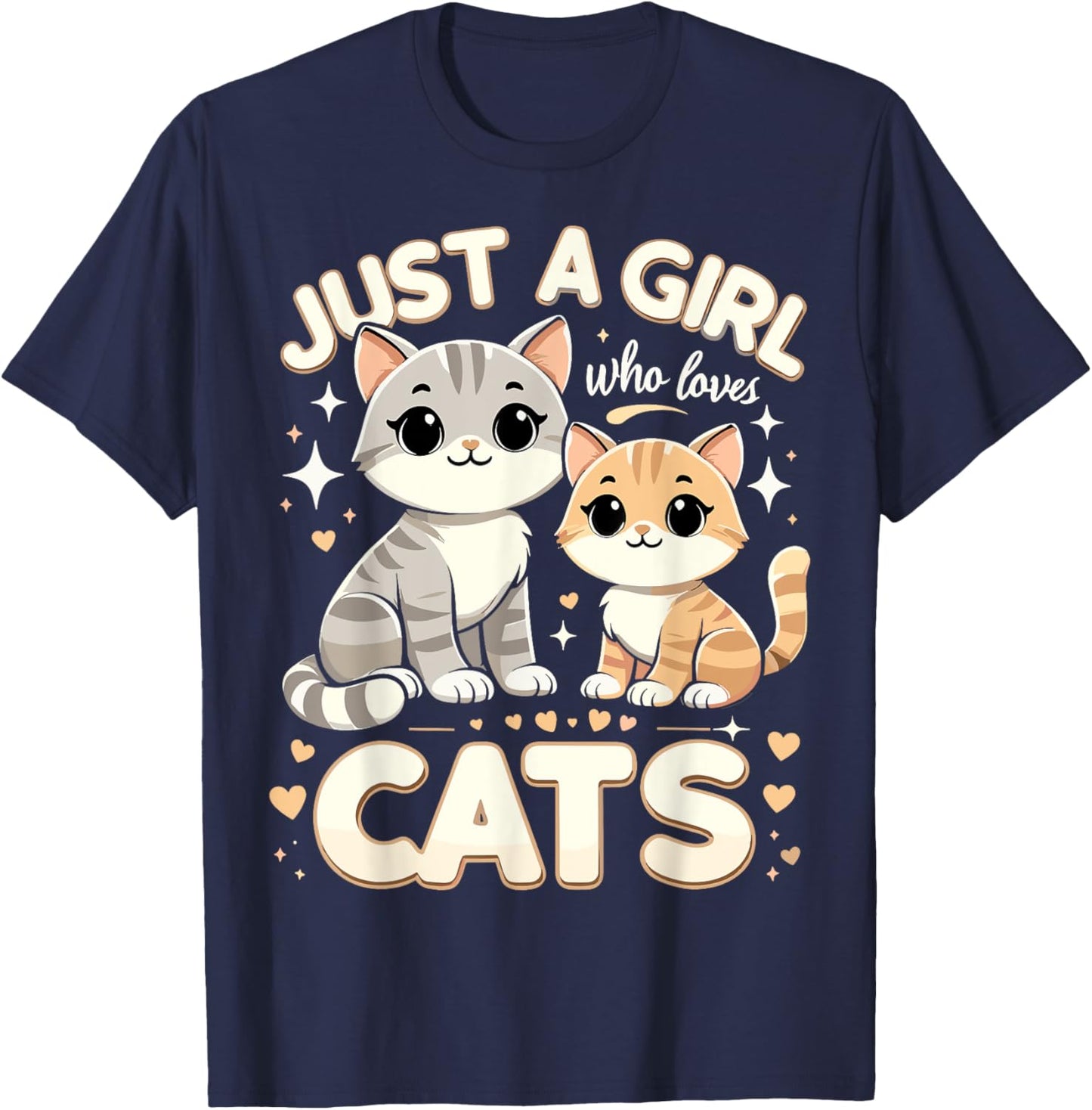 Cute Cat Just A Girl Who Loves Cats T-Shirt - T-Shirt | Navy