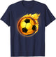 Flaming Soccer Ball Flames Soccer Goal T-Shirt - T-Shirt | Navy