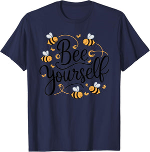 Bee Yourself Funny Motivational T-Shirt - T-Shirt | Navy