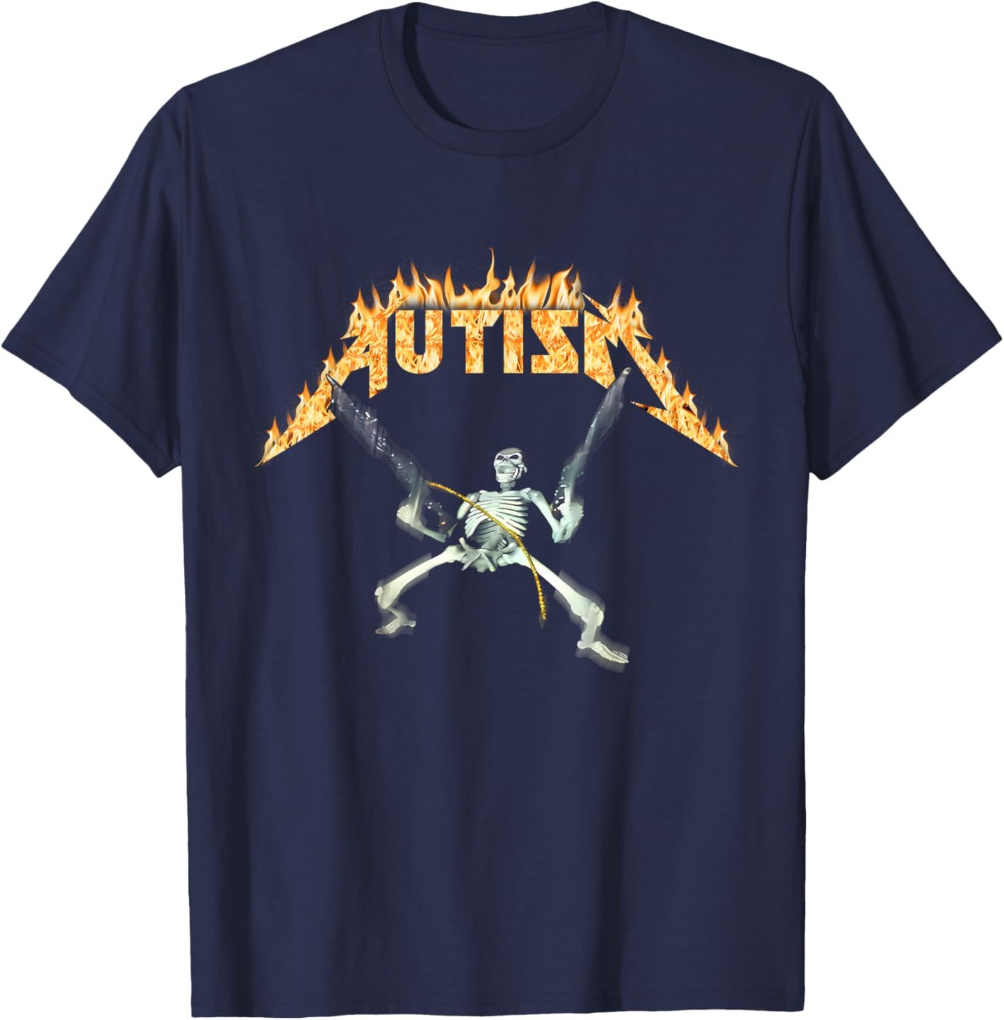 Autism Skeleton Meme Funny Men Women Kids T-Shirt - T-Shirt | Navy