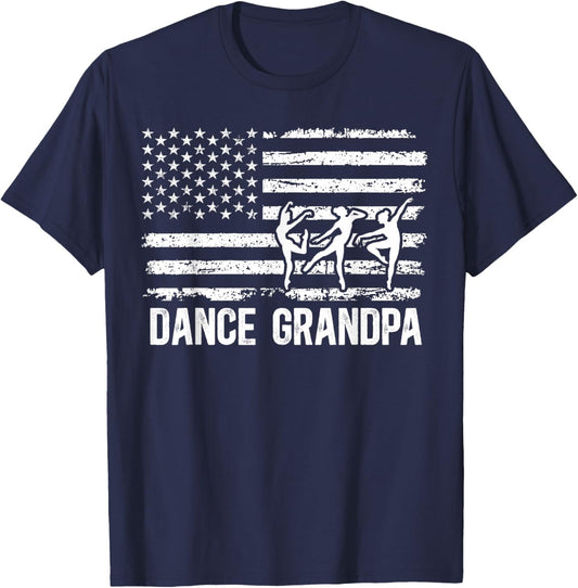 Dance Grandpa US Flag Dancing Grandpa Of A Dancer Grandpa T-Shirt - T-Shirt | Navy