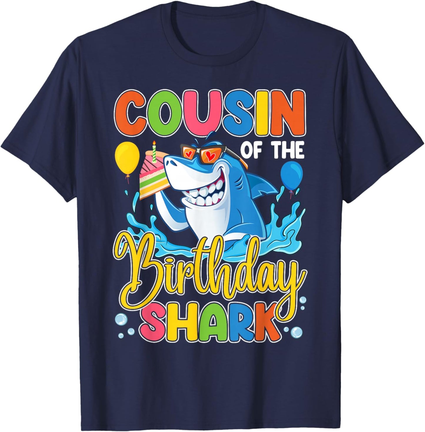 Funny Cousin Of The Shark Birthday Animal Lover Boys Girls T-Shirt - T-Shirt | Navy