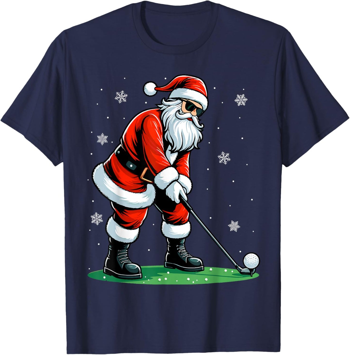 Christmas Golf Santa Golfer Xmas Funny Christmas Golfing T-Shirt - T-Shirt | Navy