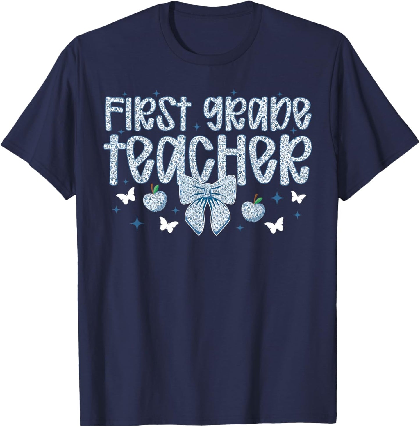First Grade Teacher Coquette 1st Grade Teacher Appreciation T-Shirt - T-Shirt | Navy