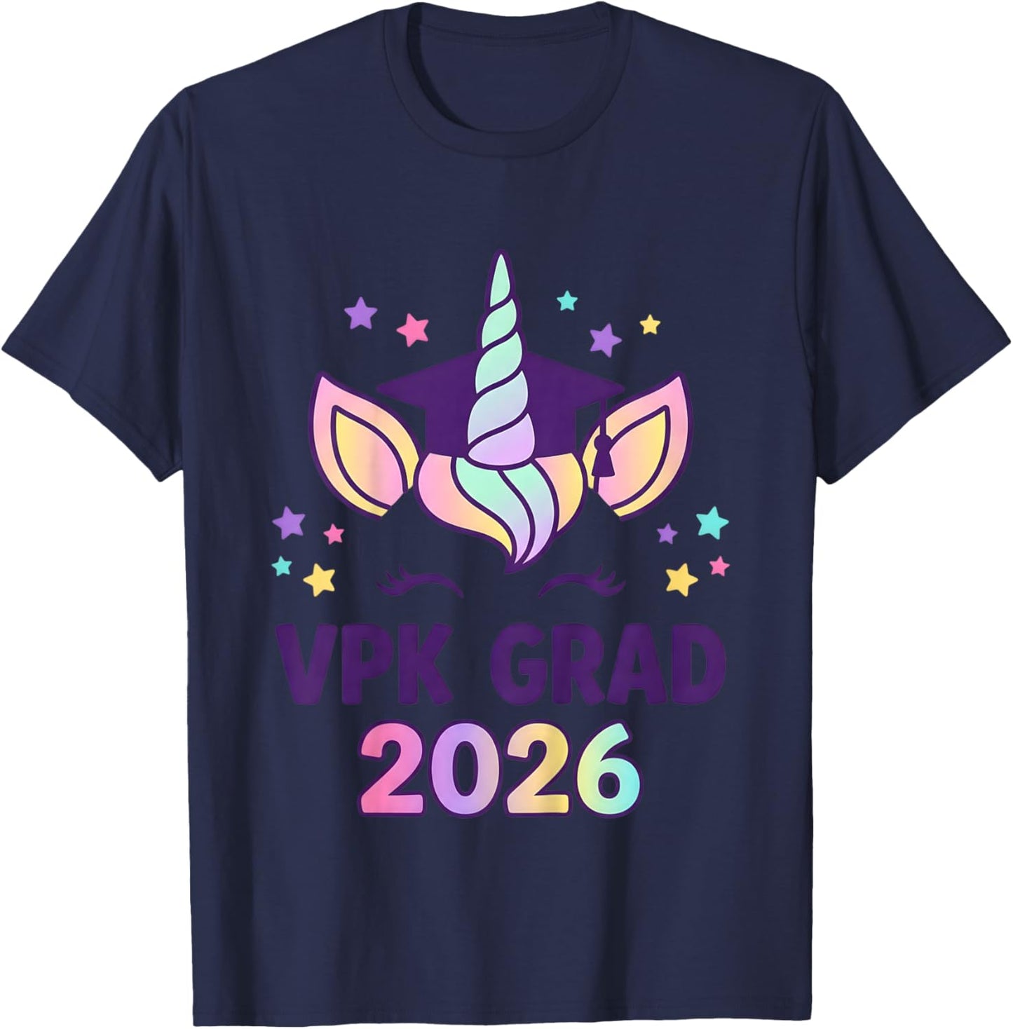 Kids Kids VPK Graduation Cute Unicorn VPK Grad Girl 2026 T-Shirt - T-Shirt | Navy