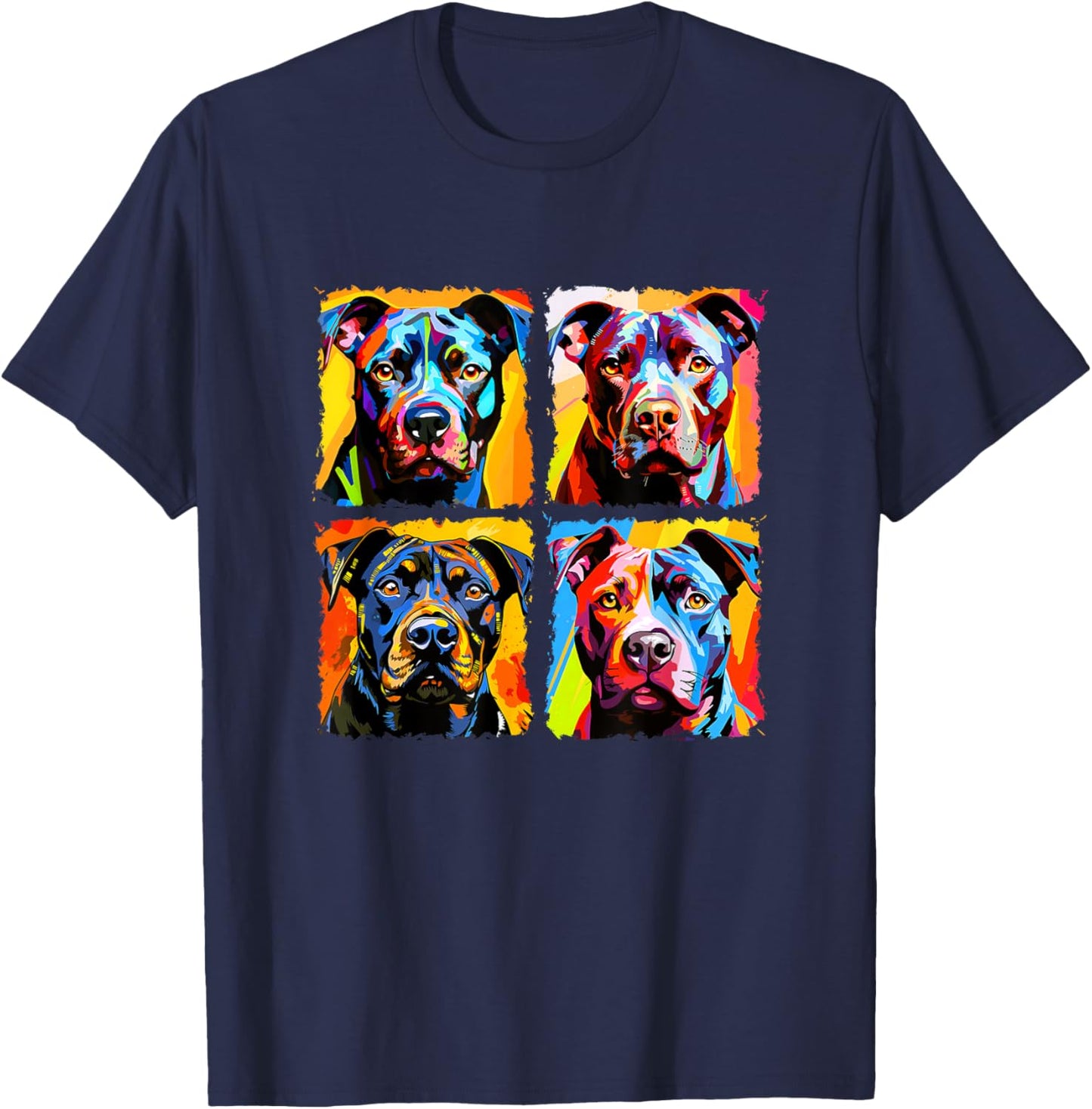 Staffordshire Bull Terrier Pop Art Colorful Drawing Staffie T-Shirt - T-Shirt | Navy