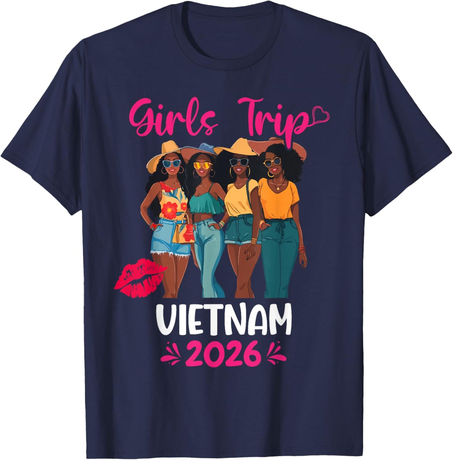 Black Girls Trip Vietnam 2026 Vacation Matching T-Shirt - T-Shirt | Navy