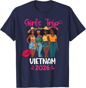Black Girls Trip Vietnam 2026 Vacation Matching T-Shirt - T-Shirt | Navy