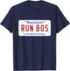 Run Bos Boston Mass Running Distance Runner license plate T-Shirt - T-Shirt | Navy