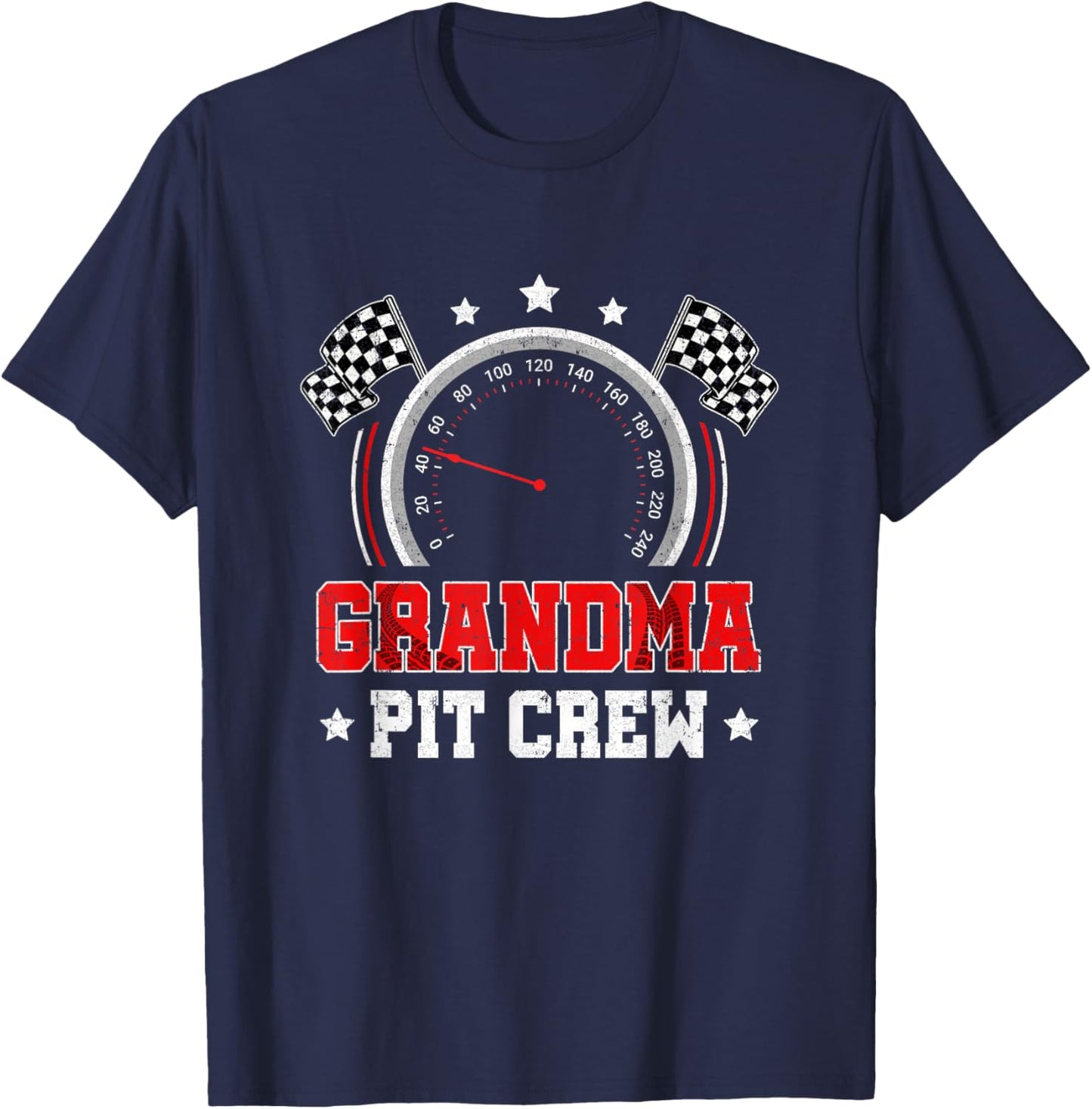 Grandma Pit Crew Race Car Birthday Party Racing Family T-Shirt - T-Shirt | Navy