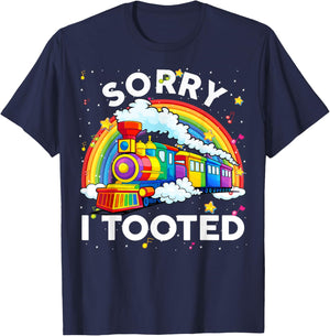Sorry I Tooted Train Toddler Boy Kids 3t Locomotive Railroad T-Shirt - T-Shirt | Navy