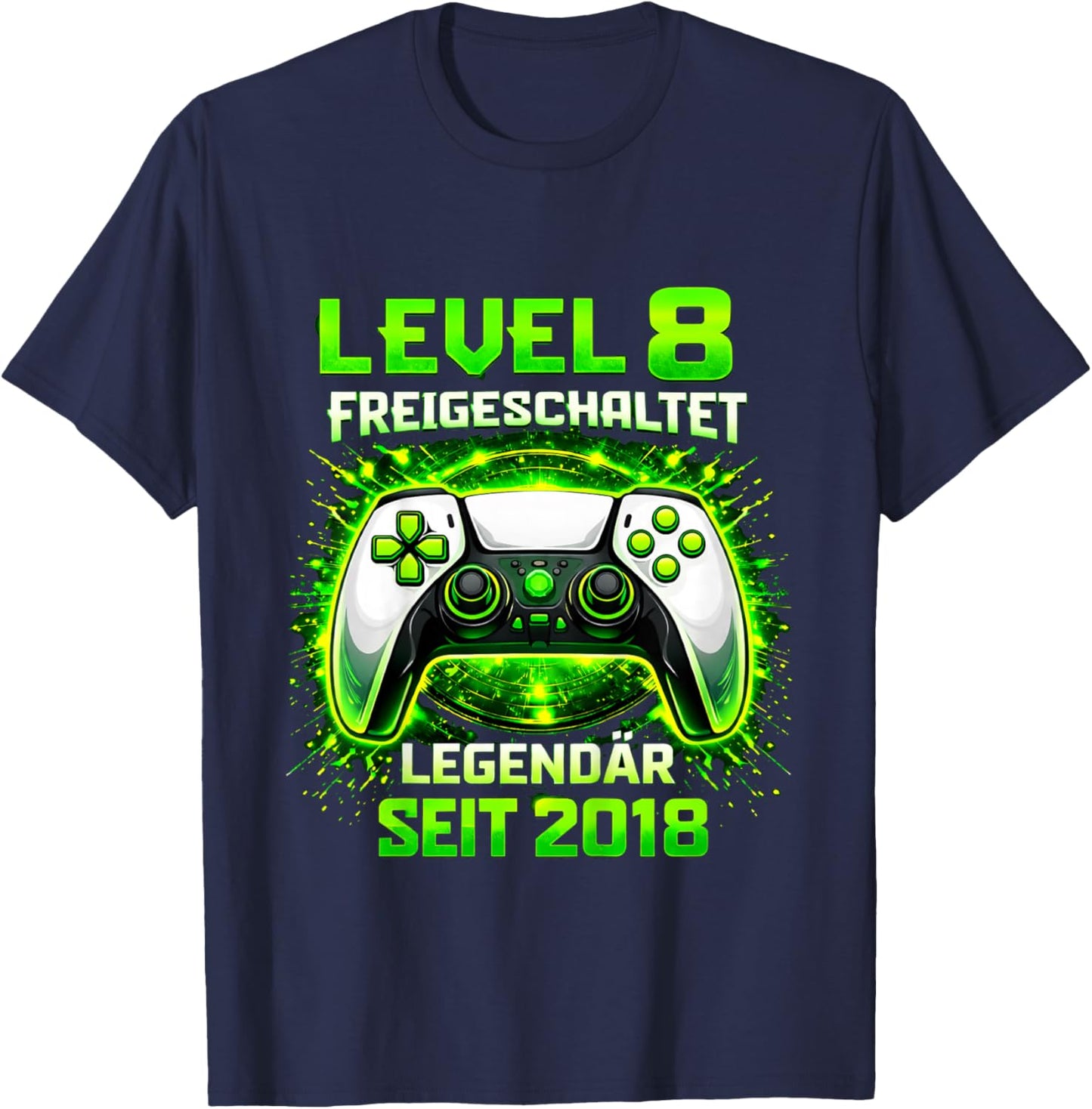 Kinder Level 8 Geburtstag Junge Gamer Lustig 2018 8er Geburtstag T-Shirt - T-Shirt | Navy