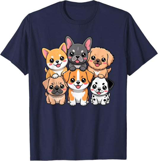 Cute Cartoon Puppy Kawaii Dog T-Shirt - T-Shirt | Navy