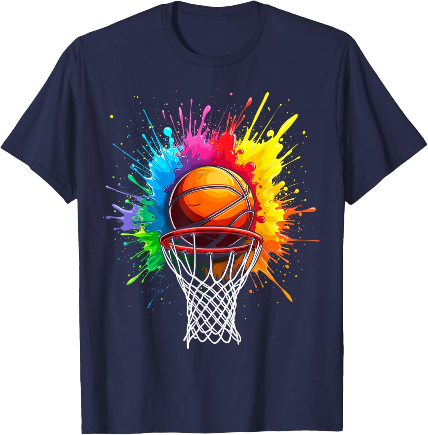 Basketball Hoop Color Art T-Shirt - T-Shirt | Navy