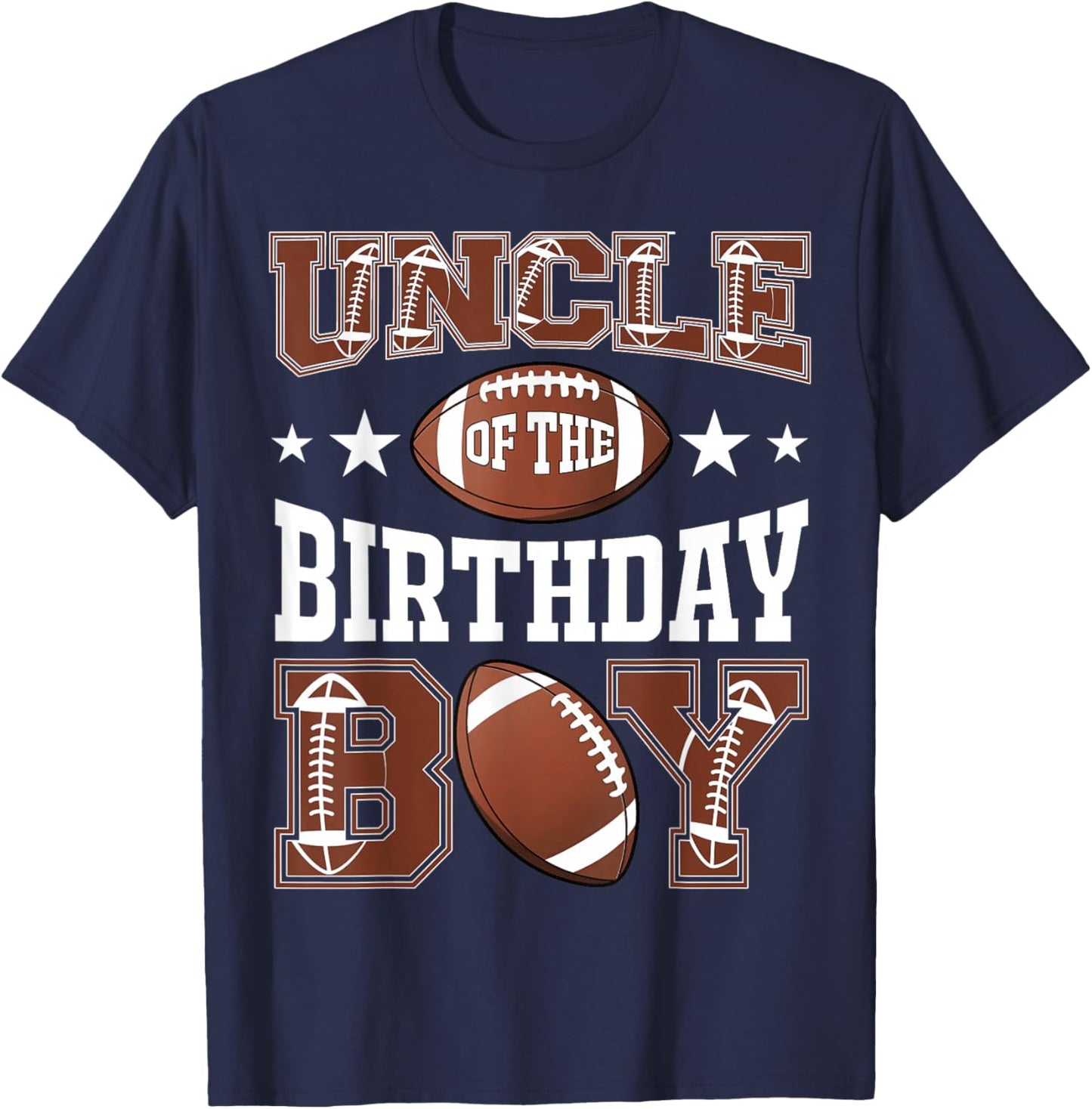 Uncle Of The Birthday Boy Football Game Day T-Shirt - T-Shirt | Navy