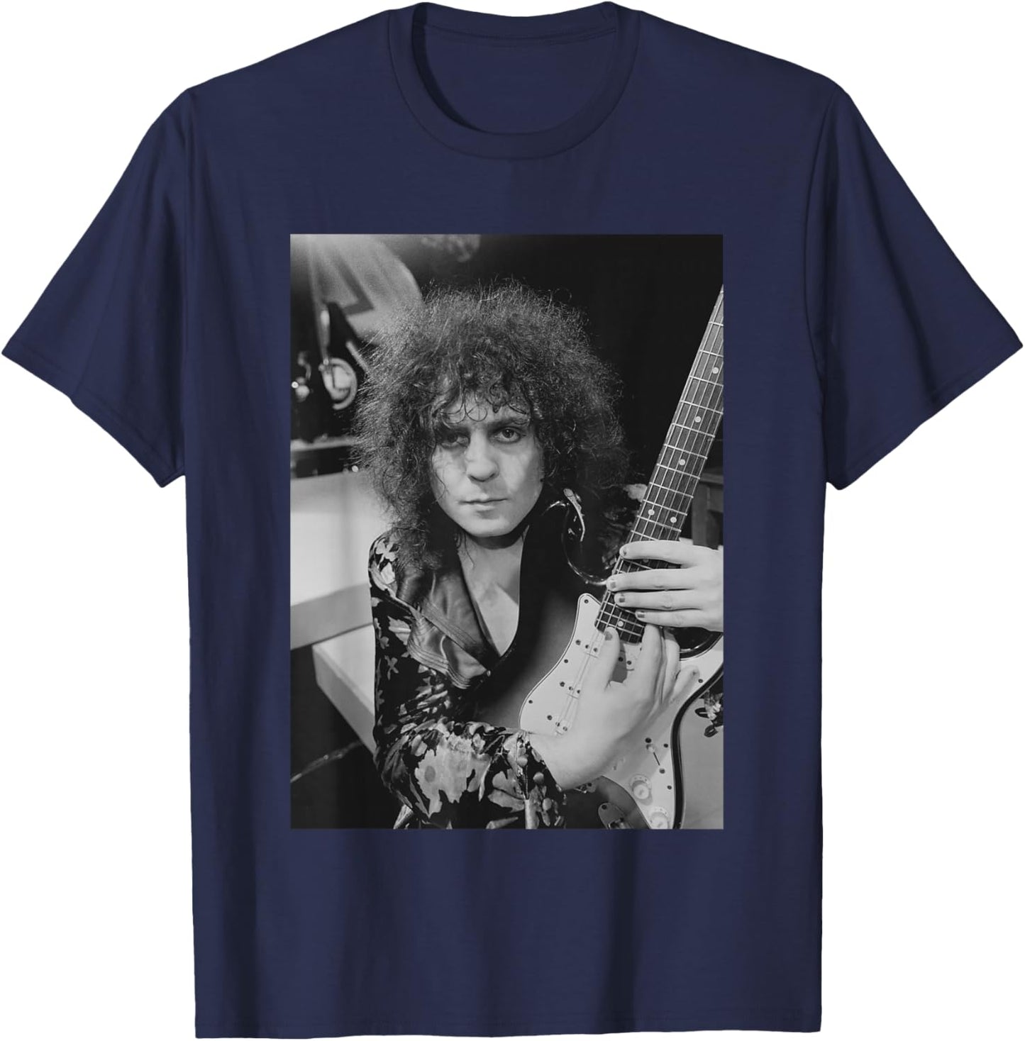 Marc Bolan T Rex On Stage for Rock On with 45 TV Show 1975 T-Shirt - T-Shirt | Navy