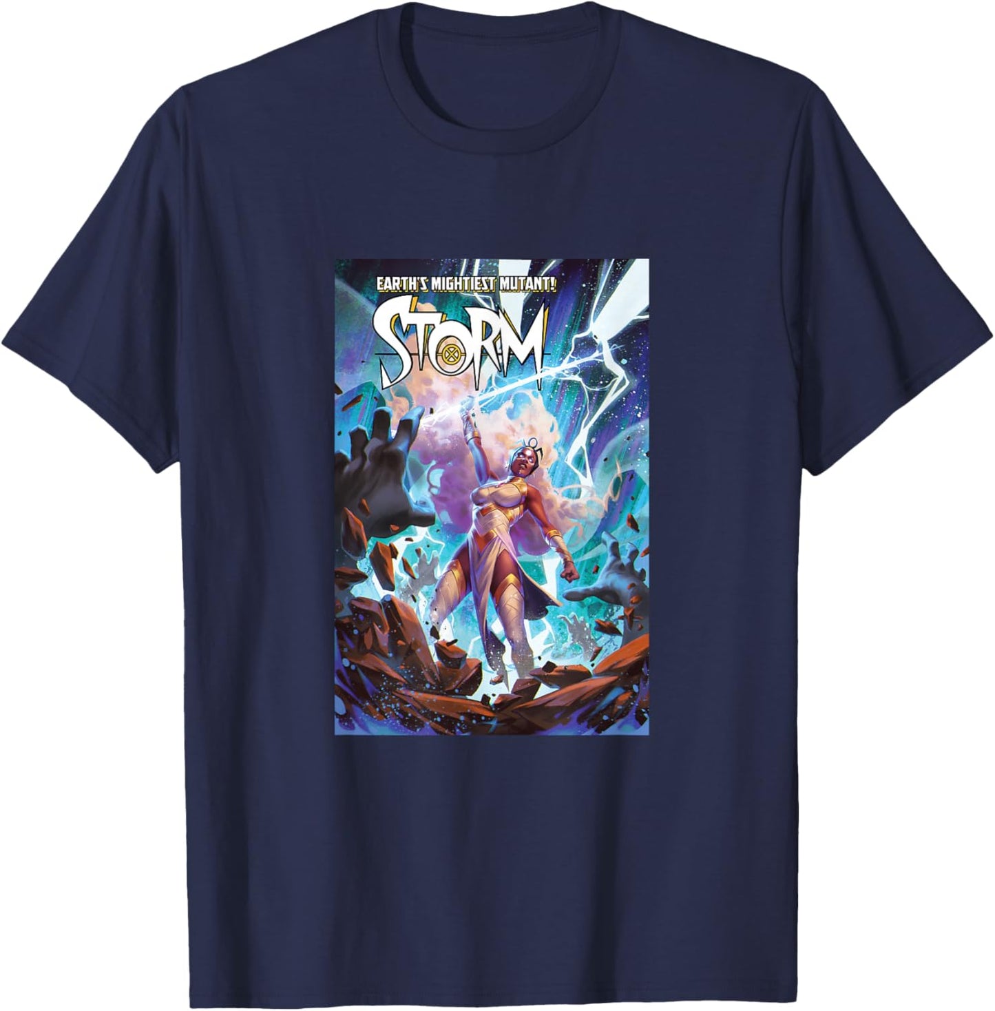Marvel X-Men Earths Mightiest Mutant Storm Lightning Cover T-Shirt - T-Shirt | Navy