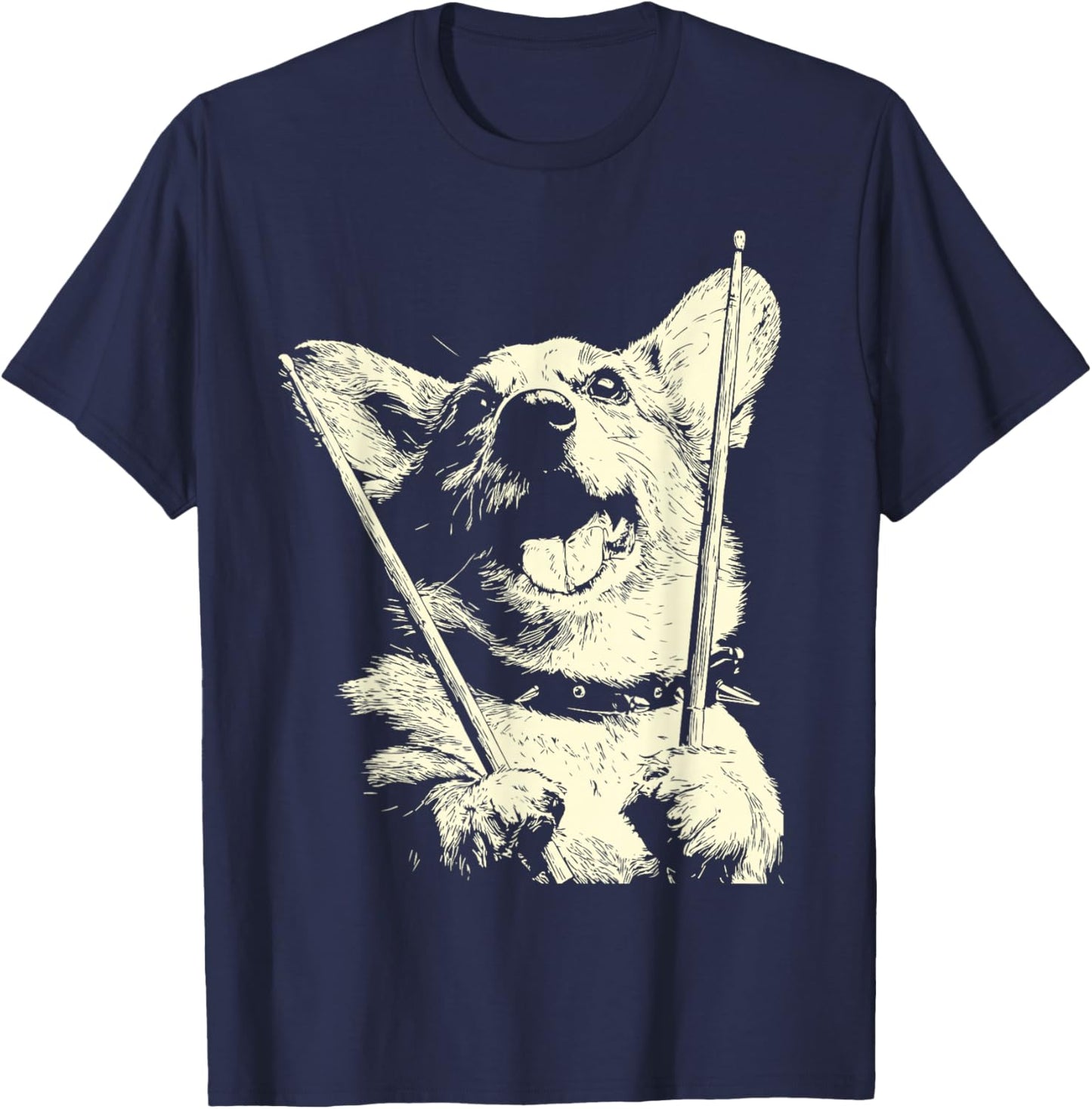 Corgi Playing Drums Funny Musician Dog Drummer Punk T-Shirt - T-Shirt | Navy