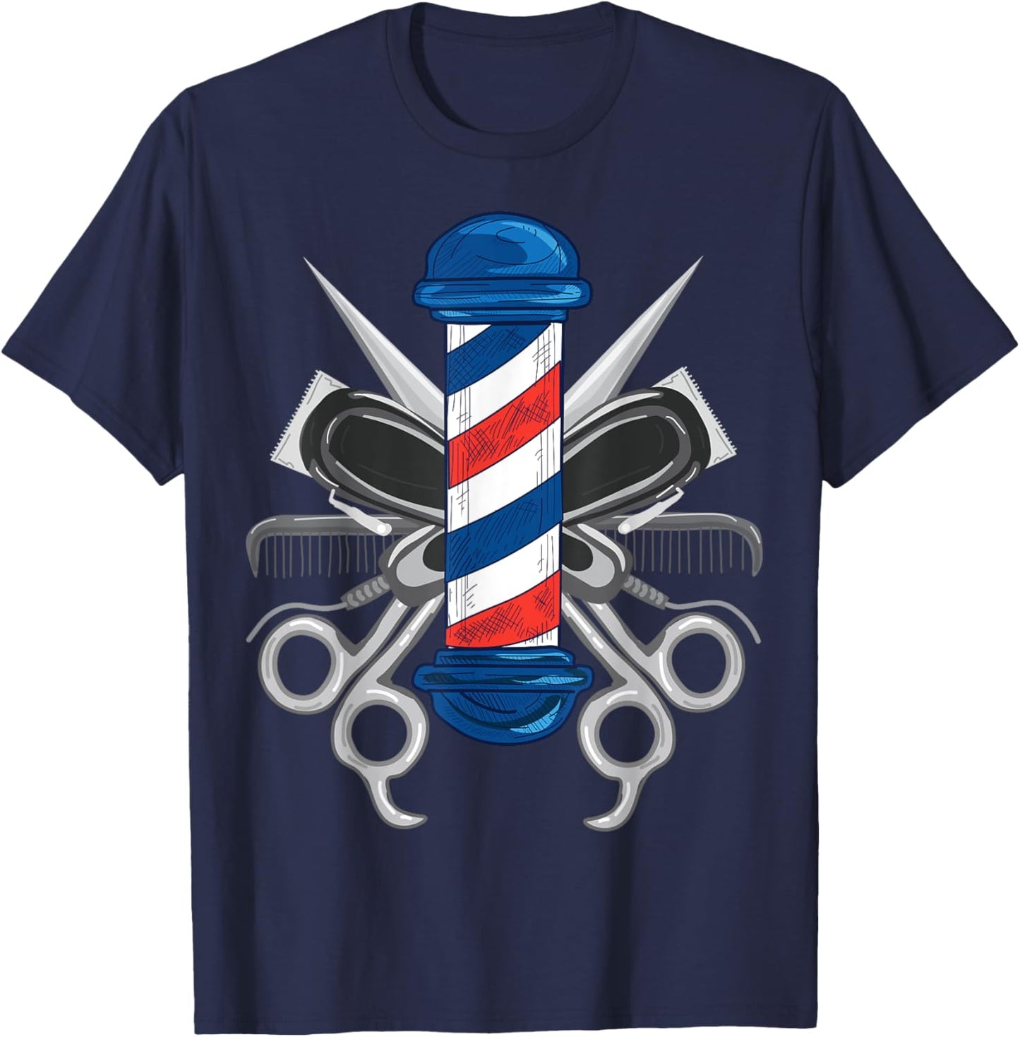 Barber Design Women Barber Pole Hairdresser Barber T-Shirt - T-Shirt | Navy