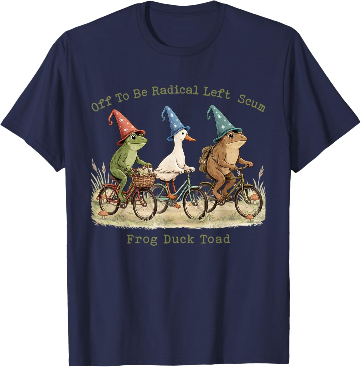 Vintage Off to Be Radical Left Scum Funny Frog Duck Toad T-Shirt - T-Shirt | Navy
