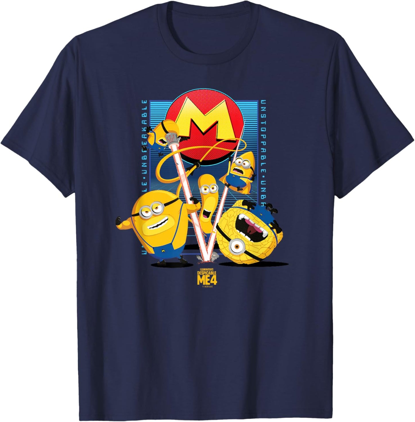 Minions Despicable Me 4 Mega Minions Group T-Shirt - T-Shirt | Navy