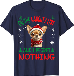 Cute Chihuahua Chiwawa dog Dog Christmas On The Naughty List T-Shirt - T-Shirt | Navy