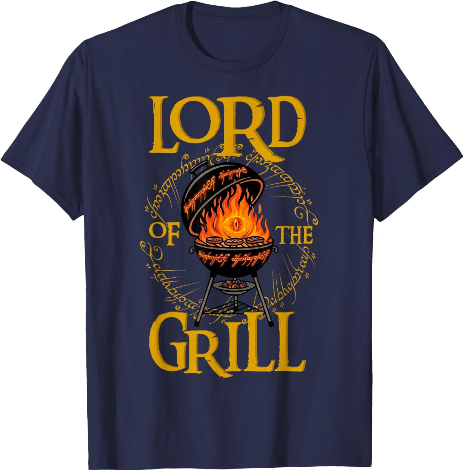 Lord of the Grill BBQ Daddy Nerd Dad Funny Dad Jokes T-Shirt - T-Shirt | Navy