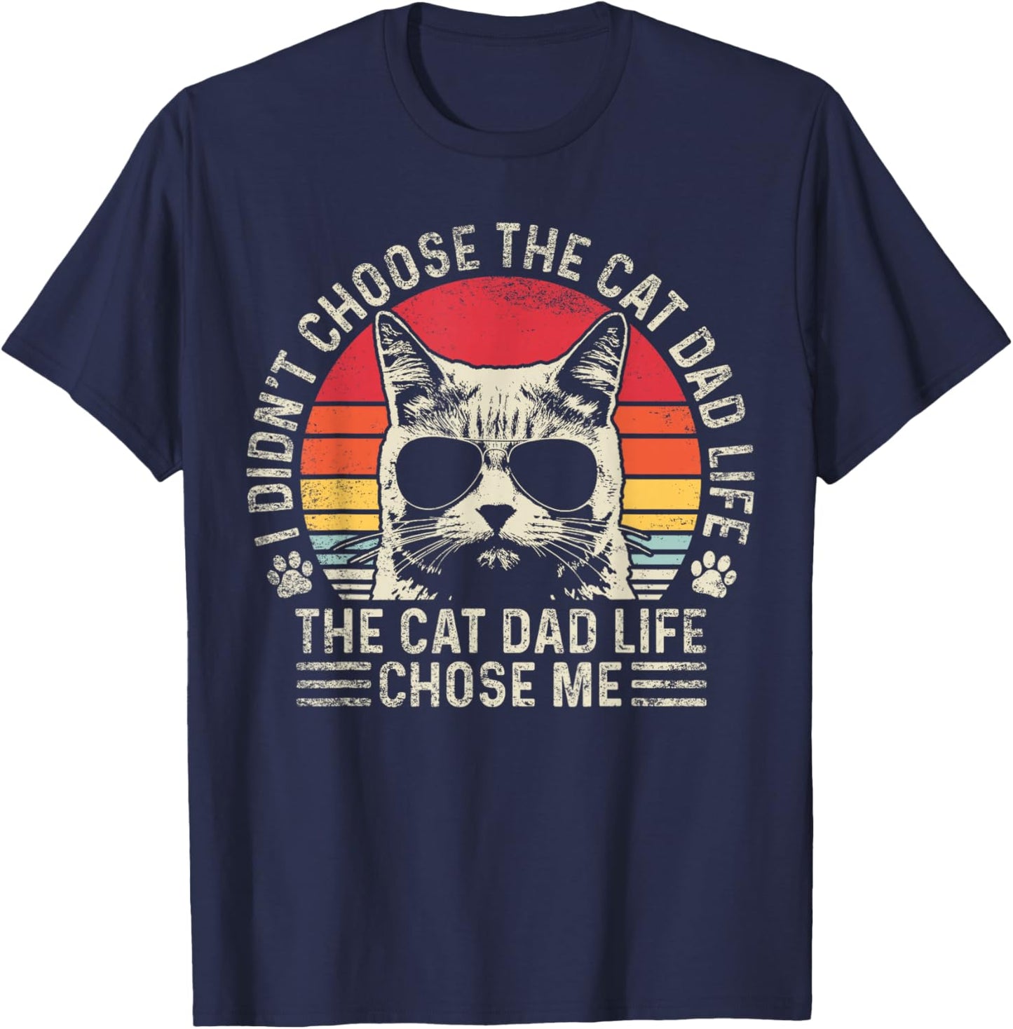 Cat Dad Shirts Funny Cat Dad Father's Day Cat Daddy T-Shirt - T-Shirt | Navy