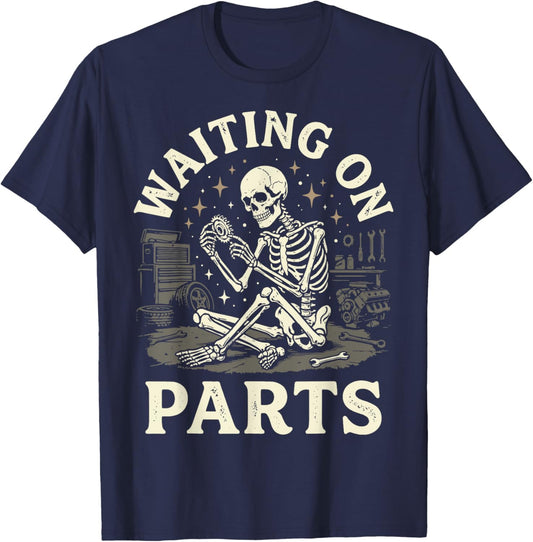 Waiting On Parts Skeleton T-Shirt - T-Shirt | Navy