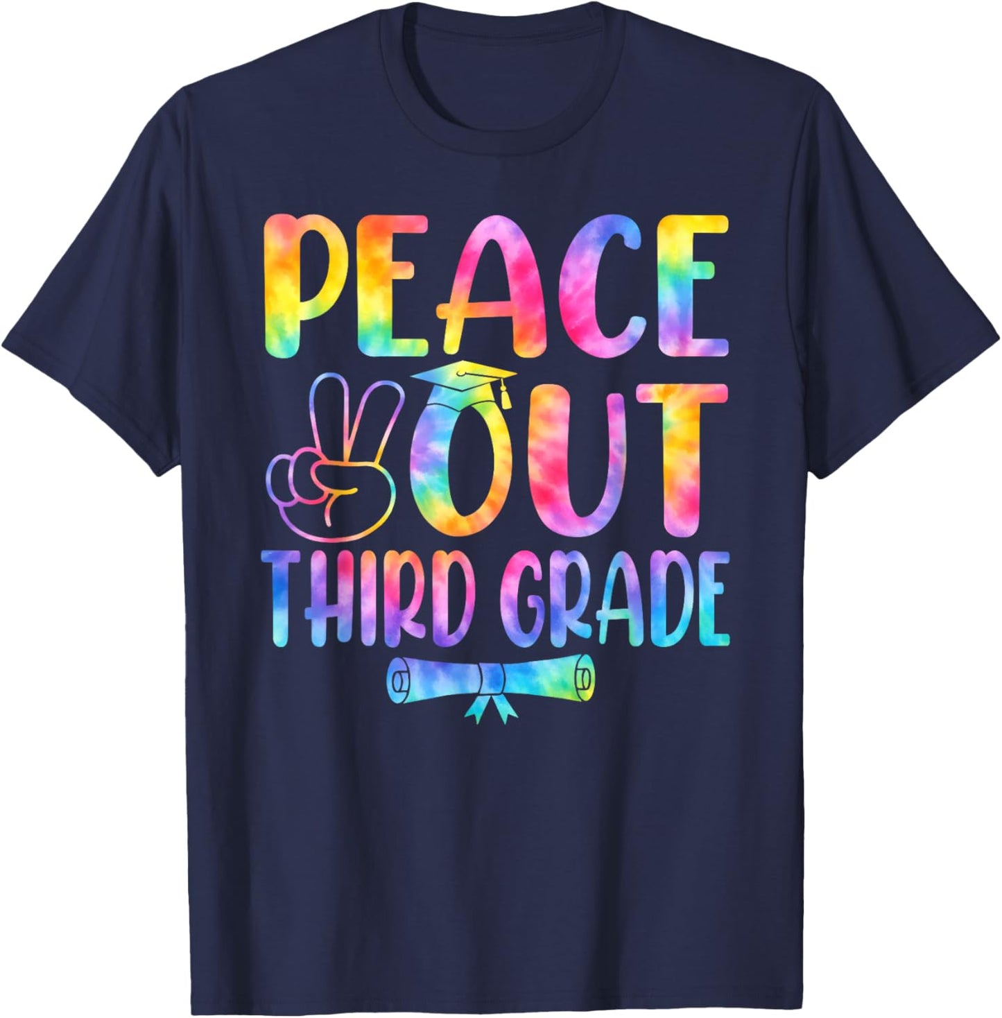 Peace Out Third Grade Tie Dye Graduation Last Day of School T-Shirt - T-Shirt | Navy