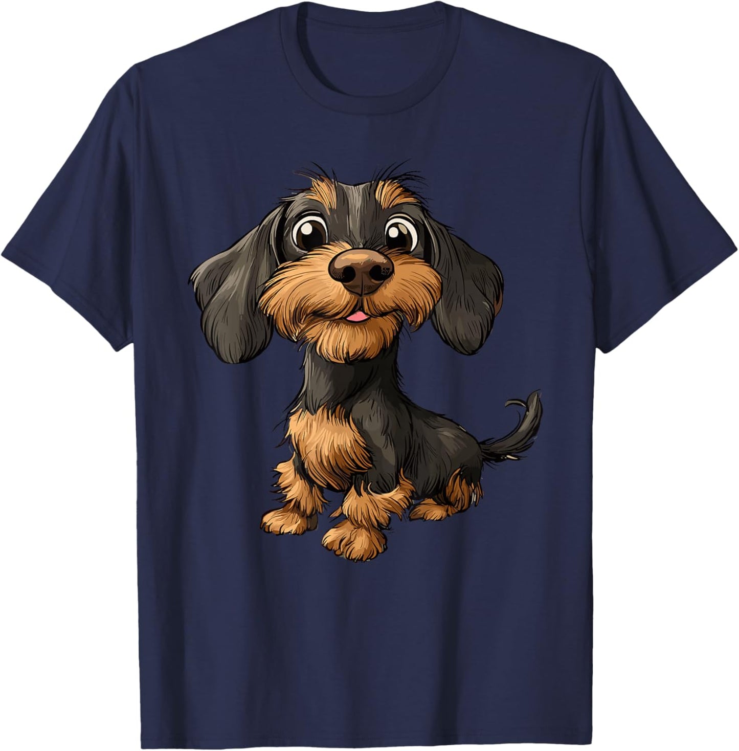 Rauhaardackel Dachshund Teckel Dog Hunting Dog Funny , black, S T-Shirt - T-Shirt | Navy