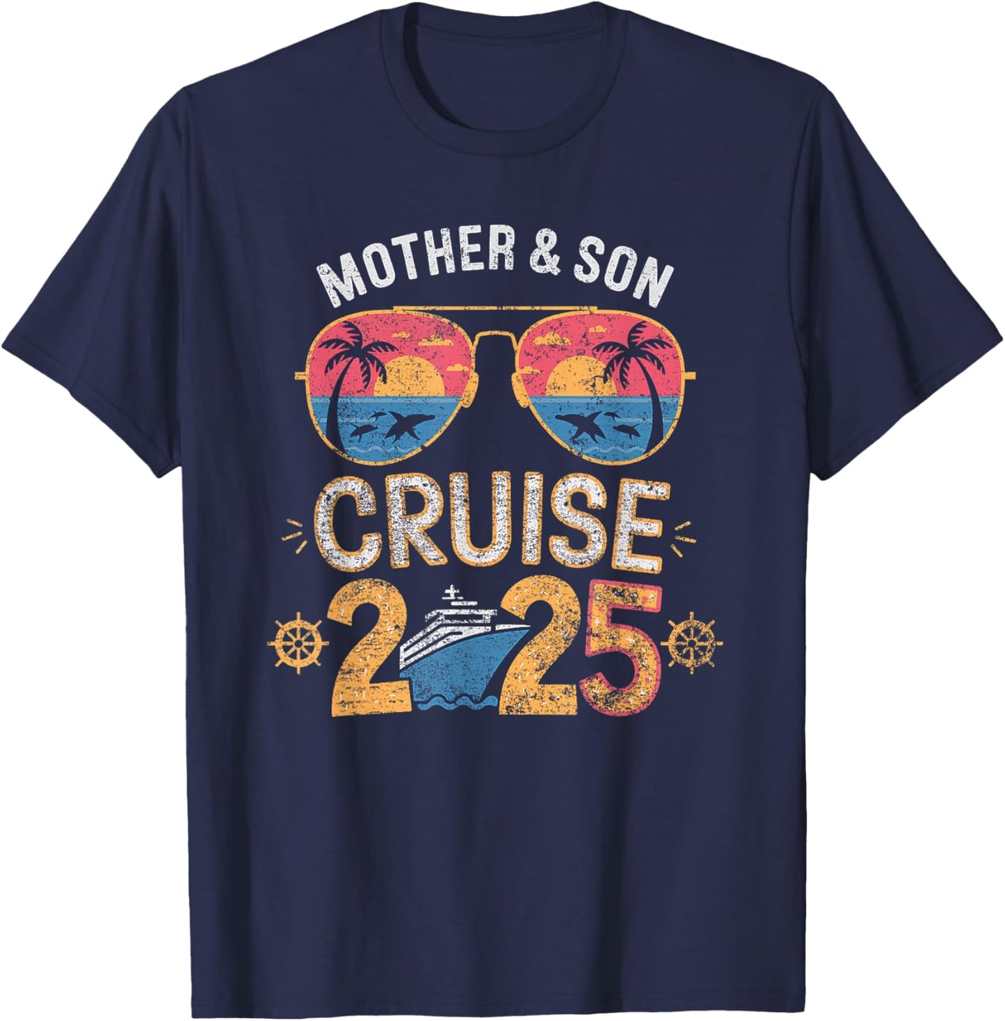 Mother Son Cruise 2025 Vacation Matching Family Trip Group T-Shirt - T-Shirt | Navy
