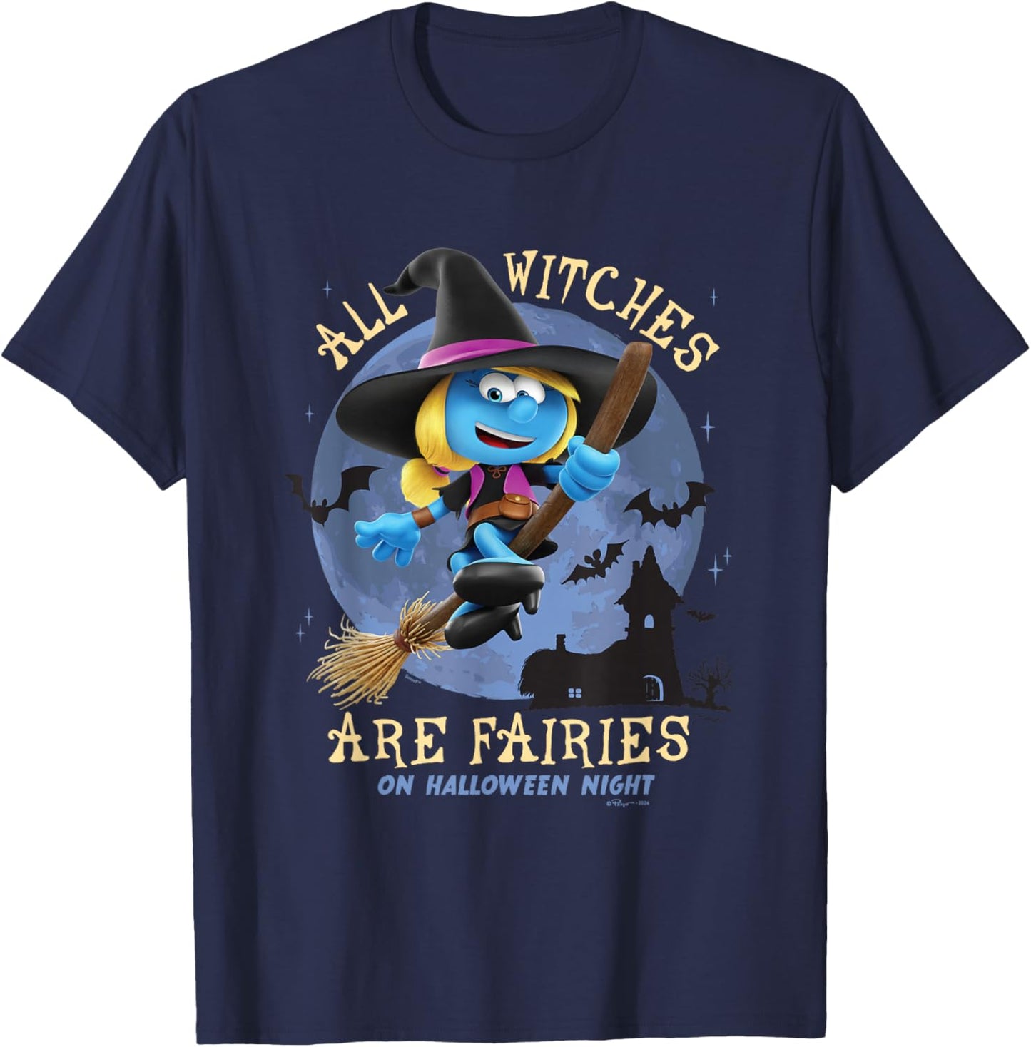 The Smurfs All Witches Are Fairies On Halloween Night Logo T-Shirt - T-Shirt | Navy