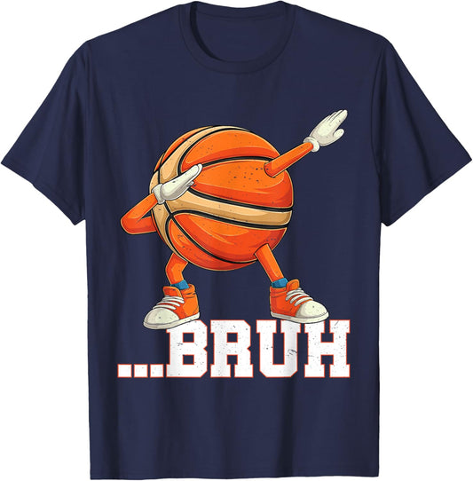 Dabbing Basketball Ball Bruh Funny Boys Sports Player T-Shirt - T-Shirt | Navy
