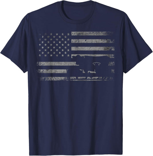 Vintage American Flag Farmer Funny Farm Animals T-Shirt - T-Shirt | Navy