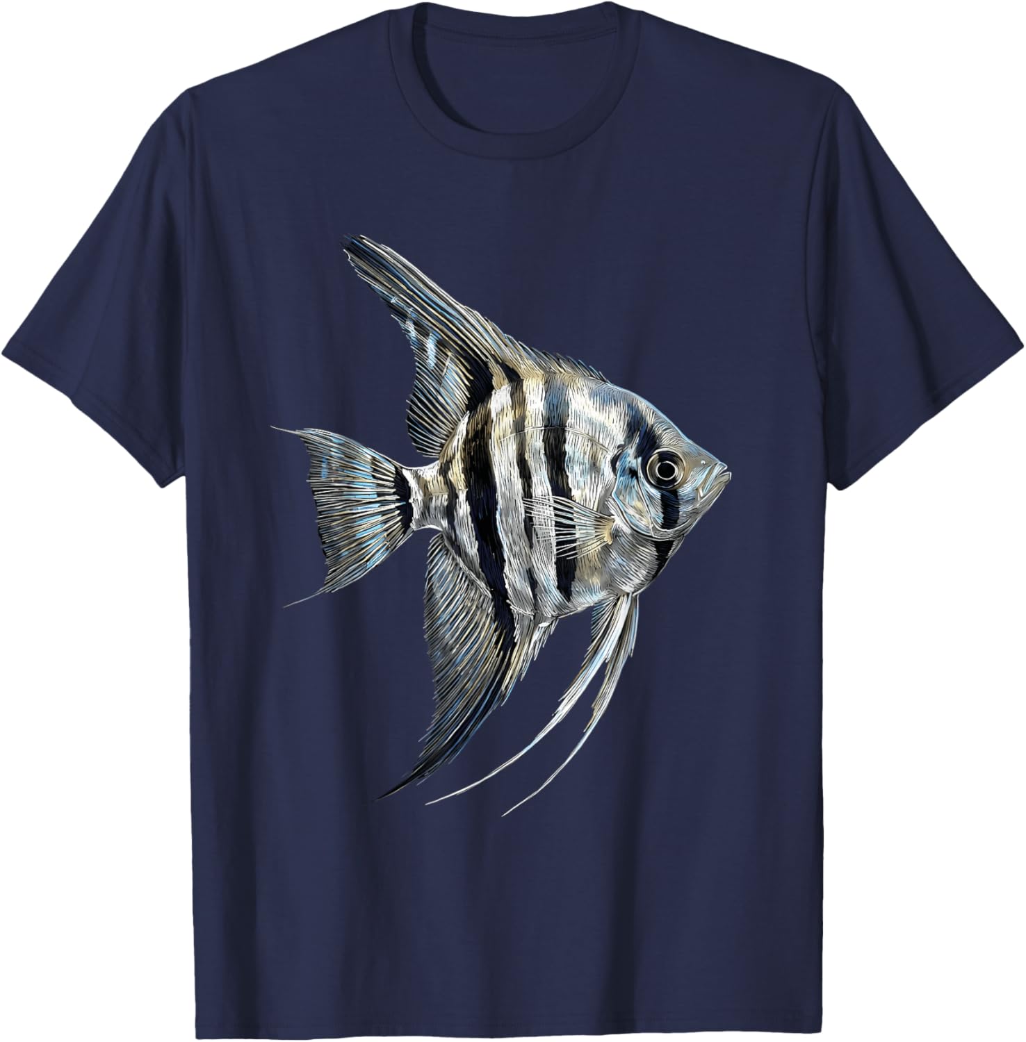Angelfish Pterophyllum Süßwasser Aquarium Fischhalter T-Shirt - T-Shirt | Navy