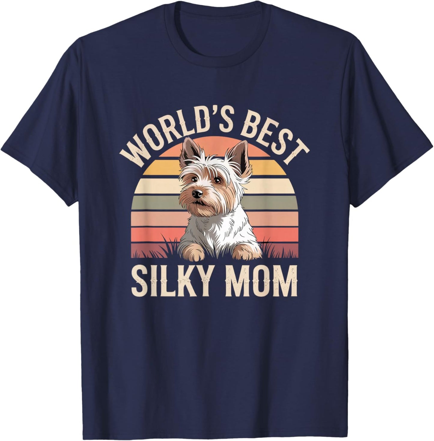 World's Best Silky Mom Cute Silky Terrier T-Shirt - T-Shirt | Navy