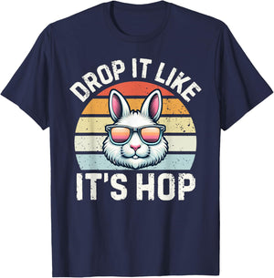 Drop It Like It's Hop | Funny Sunglasses Bunny T-Shirt - T-Shirt | Navy