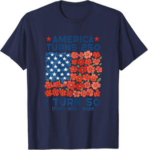 America Turns 250 I Turn 50 1976 50th Birthday Women Mom T-Shirt - T-Shirt | Navy