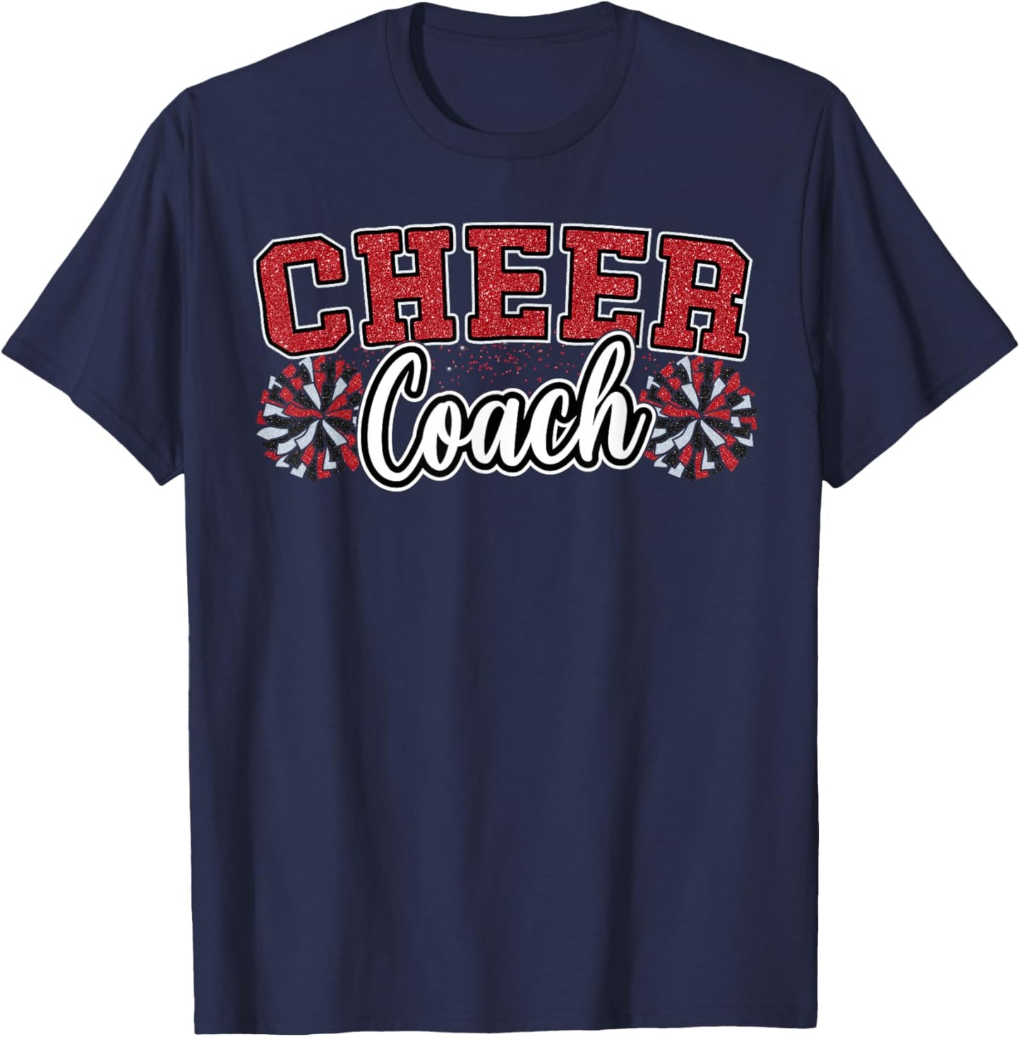 Loud Proud Cheer Coach Pom Poms Red Black Cheerleader Women T-Shirt - T-Shirt | Navy