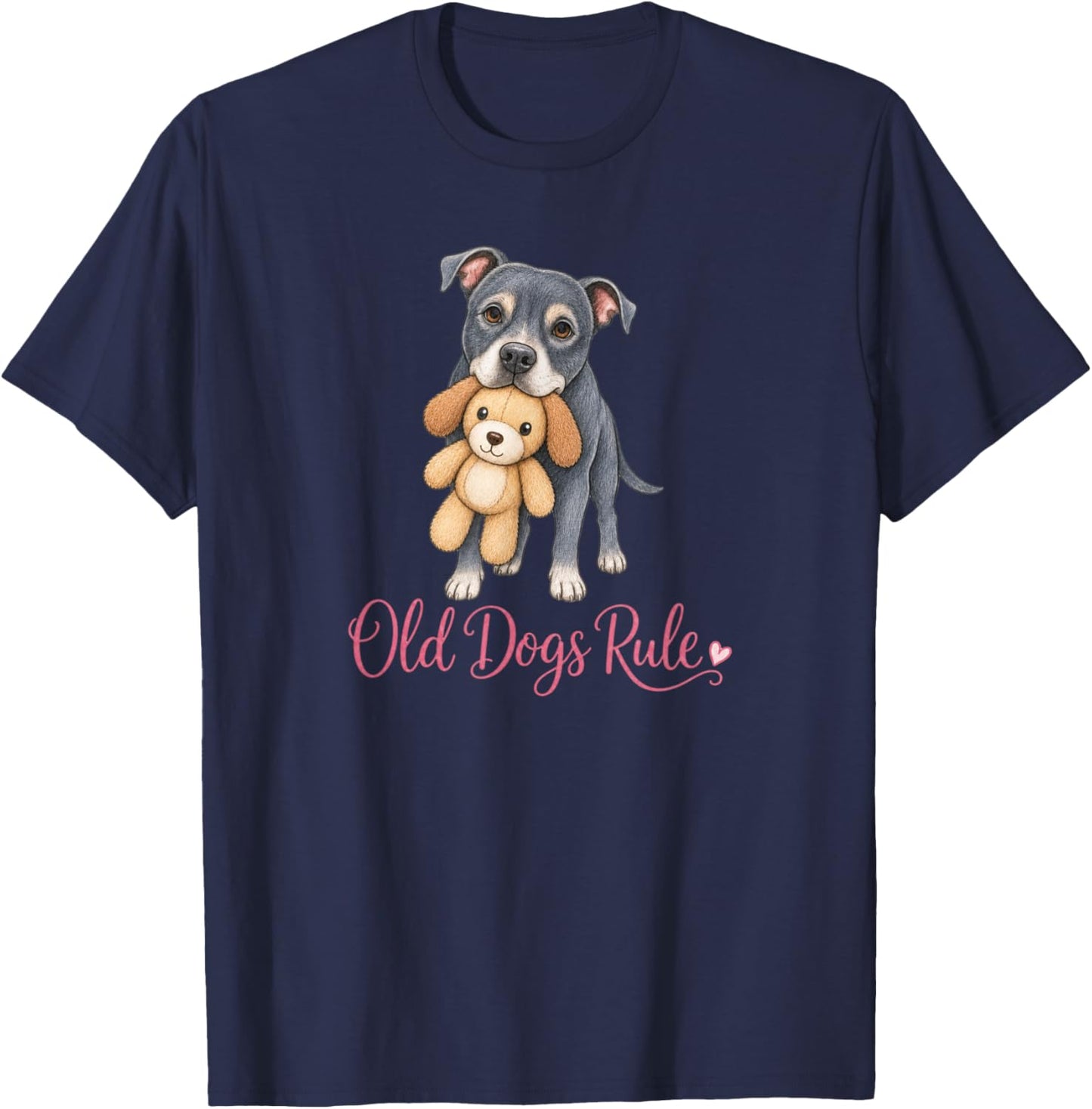 Old Dogs Rule Cute Senior Rescue Dog Lover Cute Senior Dog T-Shirt - T-Shirt | Navy