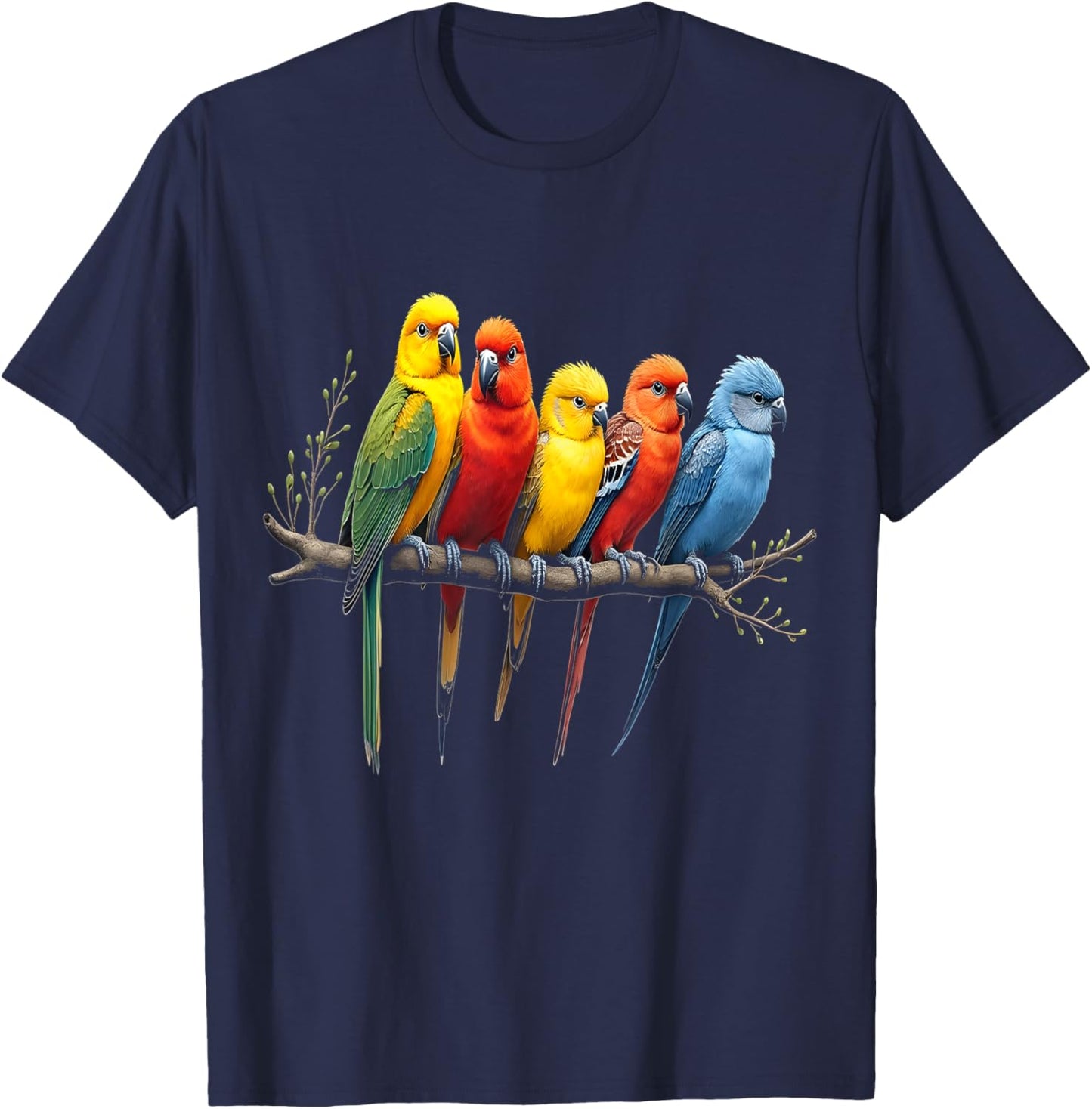 Colorful Birds T-Shirt - T-Shirt | Navy