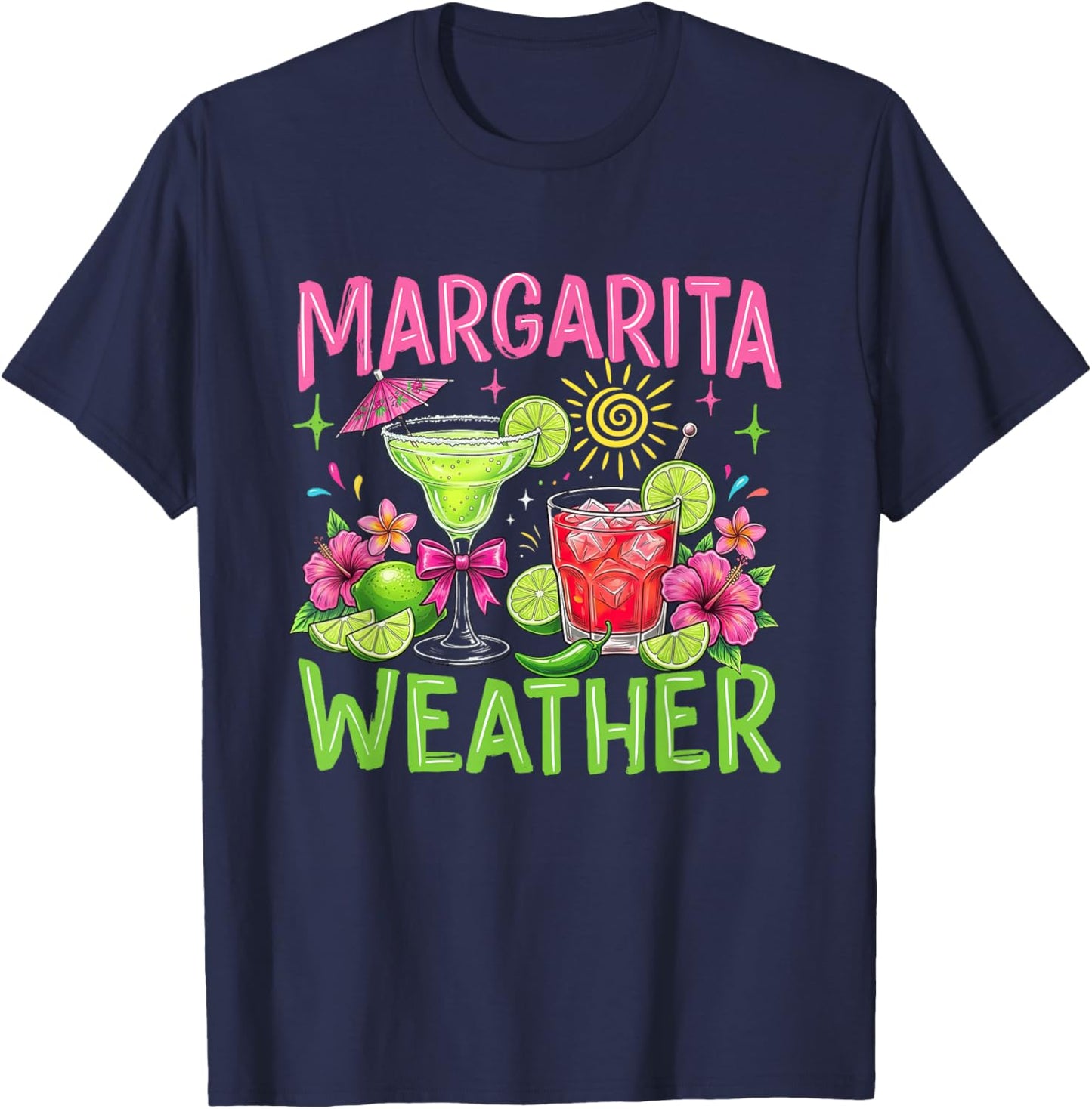 Margarita Weather Summer Vacation Beach Vibes Girls Weekend T-Shirt - T-Shirt | Navy