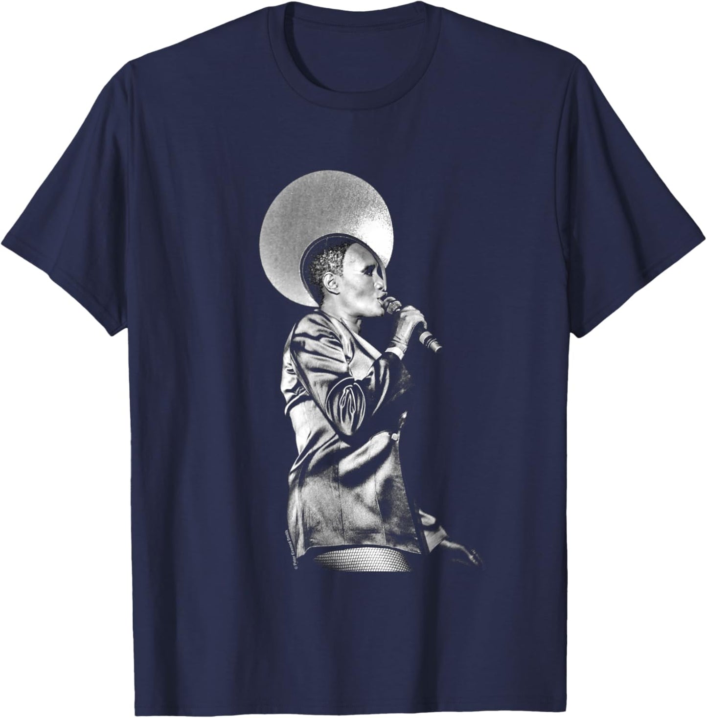 Grace Jones Live Black And White By Everard Smith T-Shirt - T-Shirt | Navy