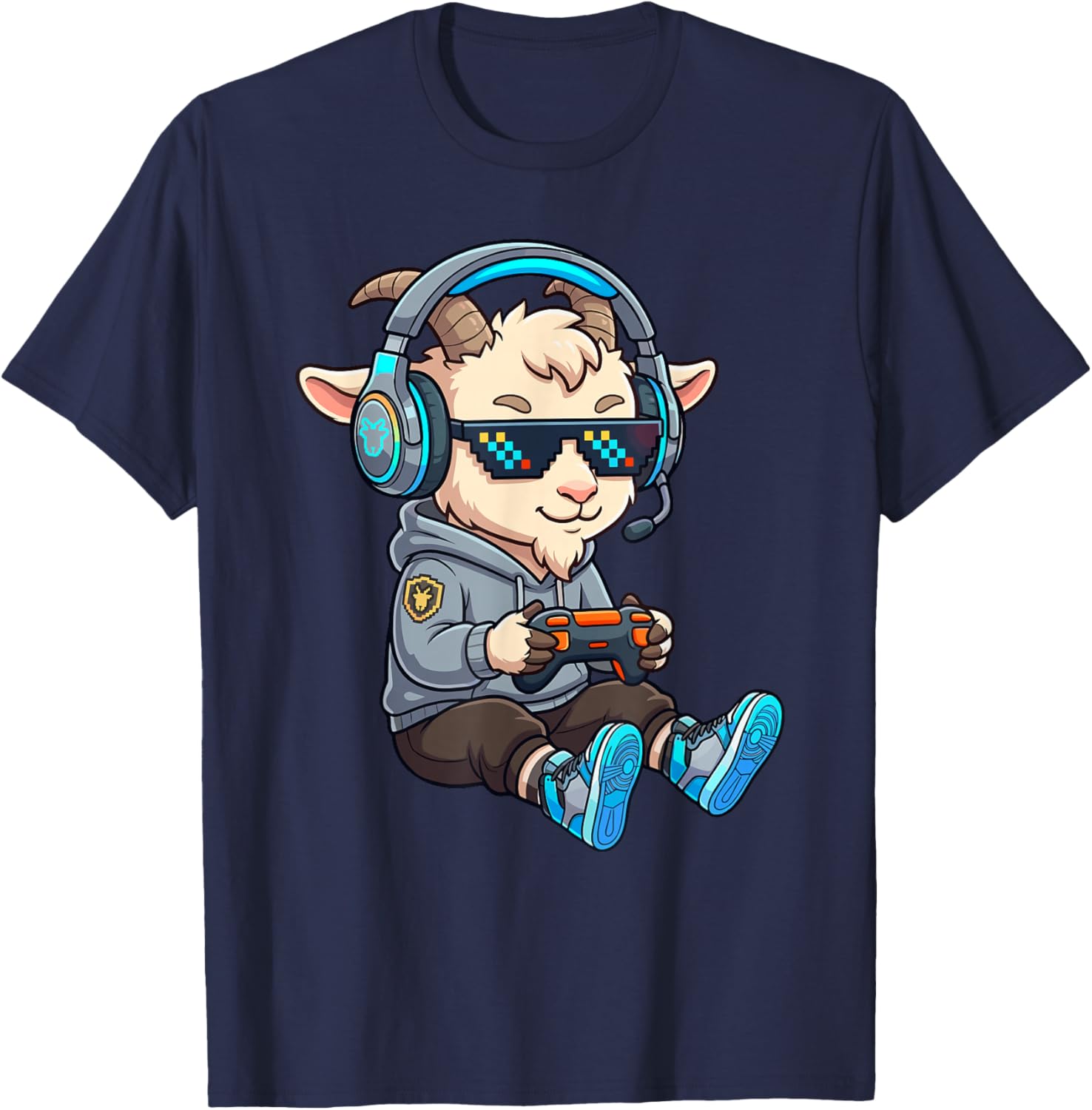 Goat Video Games Gamer Funny Goat T-Shirt - T-Shirt | Navy
