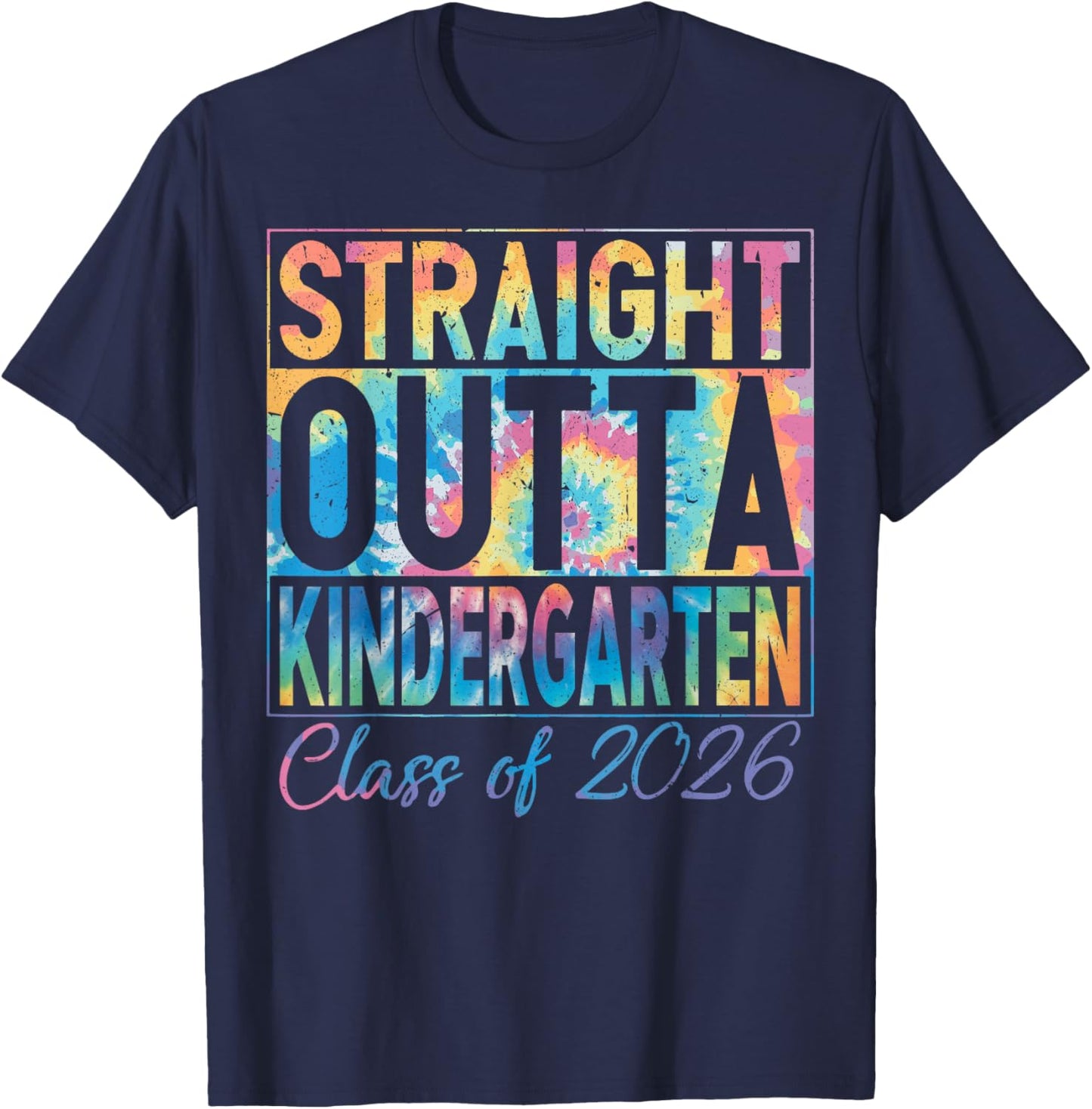 Straight Outta Kindergarten Graduate Funny 2026 Kindergarten T-Shirt - T-Shirt | Navy